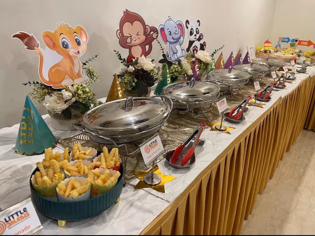 Kids birthday party catering setup by Little Jalebis in Delhi NCR